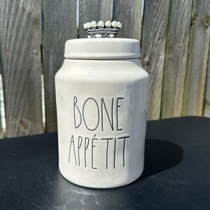 Rae Dunn Ceramic “Bone Appétit” Dog Treat Canister